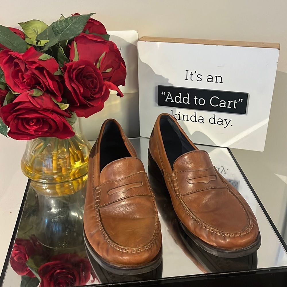 Cole Haan Tan/Brown Leather Penny Loafers
